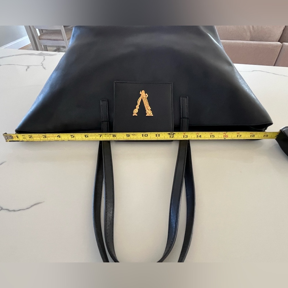 Versace Virtus Grained Calfskin Tote & Pouch Set Barocco V Gold-Tone Hardware - Picture 10 of 16